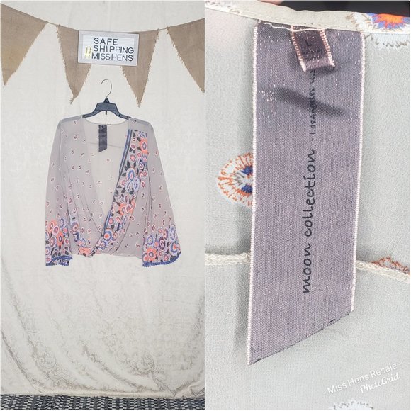 Moon Collection Tops - EUC MOON COLLECTION SHEER SEE THROUGH PLUNGE TOP